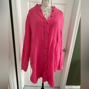 Chic Pink Button-Down Shirt for Women